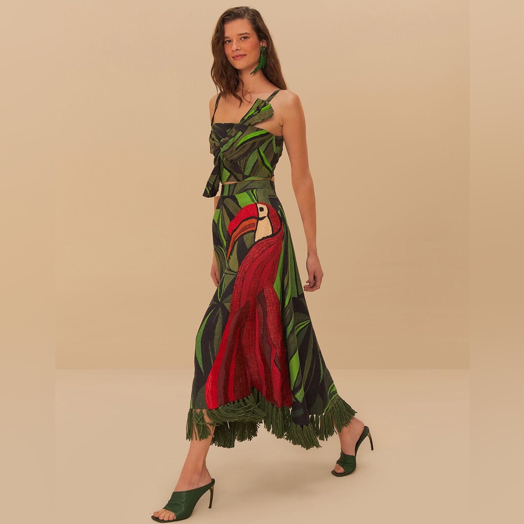 Anthropologie Black Coconut Tree Flow Embroidered Top And Skirt M Nwt